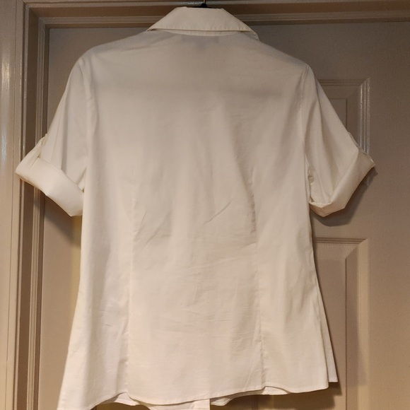 Lafayette 148 Women’s Short Sleeve White‎ Stretch Shirt Camp Shirt Classic - Picture 3 of 5